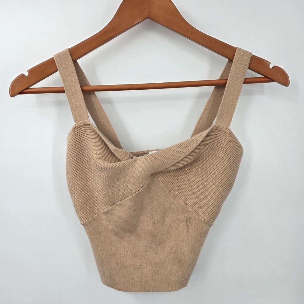 Abercrombie & Fitch Tan Twist Front Ribbed Knit Crop Top Sweetheart Tank Small
